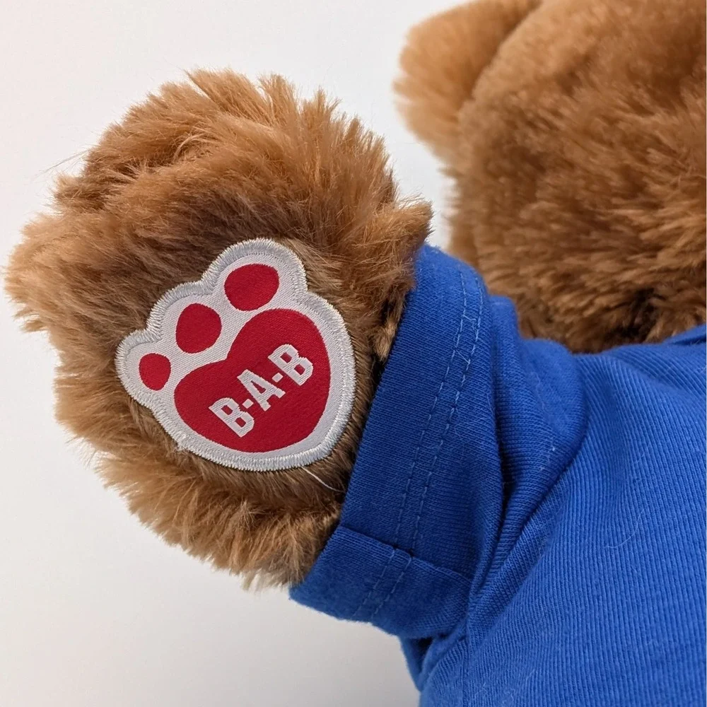 Build A Bear Happy Birthday Brown Teddy Bear Blue Shirt Balloon Paw Plush 16
